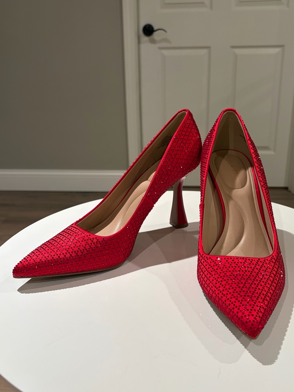 Kelly & Katie Red Crystal Embellished Pointed Toe Pumps Heels